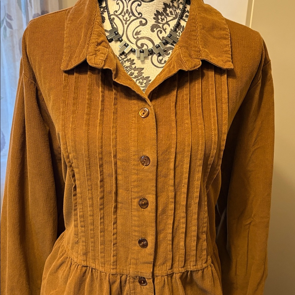 Toffee Corduroy Button-Up Women's Dress Size 1X